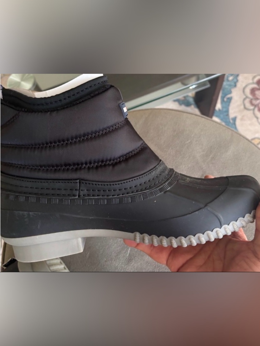 Tommy Hilfiger Black Quilted short casual career warm cute Winter Boots